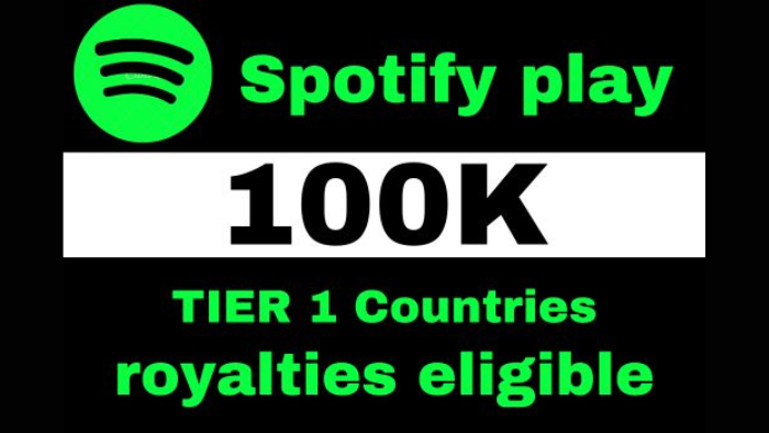 7639Spotify promotion 100K Spotify USA Track Plays from premium account royalties eligible lifetime guaranteed