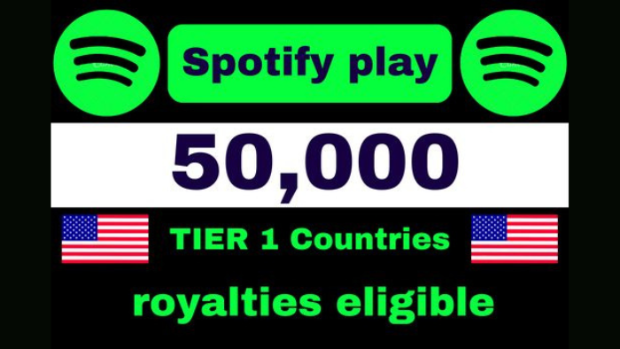 7646Spotify promotion 100K Spotify USA Track Plays from premium account royalties eligible lifetime guaranteed