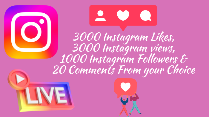 14272Instagram Package( 5000 Instagram Likes & 5000 Instagram views & 1500 Instagram Followers & 30 Comments)