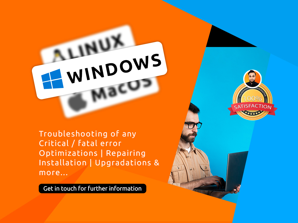 186257Get Windows 10 / 11 installed in your laptop / PC, computer optimization, critical errors repair, & other technical support