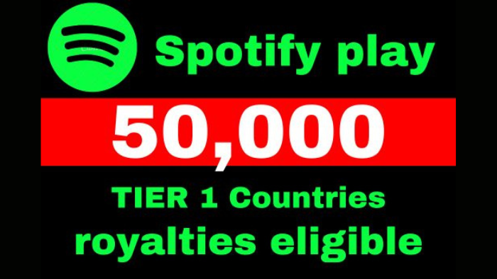 7633Provide 50,000 Spotify USA Plays, high quality, royalties eligible, active user, non-drop, and lifetime guaranteed