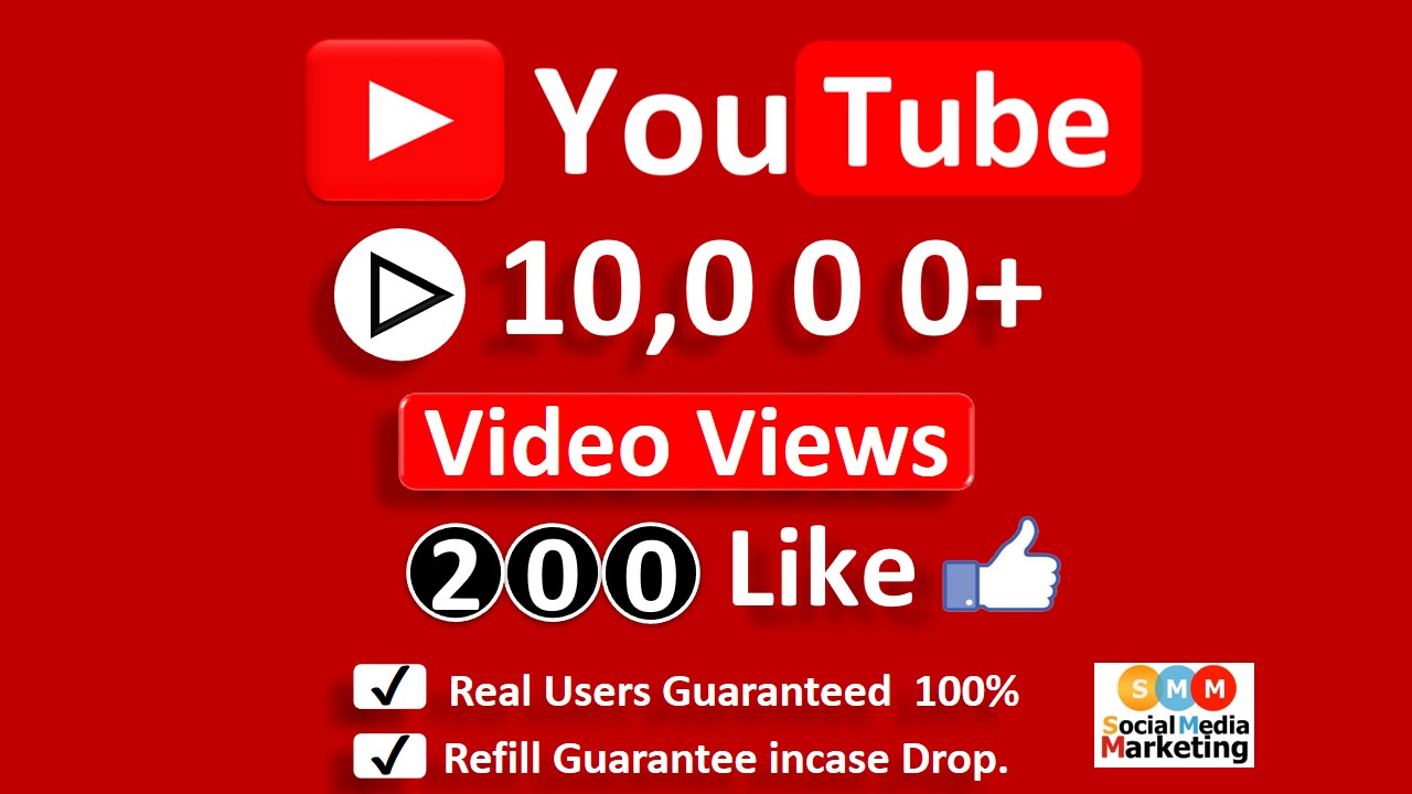 Get Organic 10,000+ YouTube Video Views & 500+ Likes, Real Active Users, Non-Droop / Lifetime Refill Guaranteed.