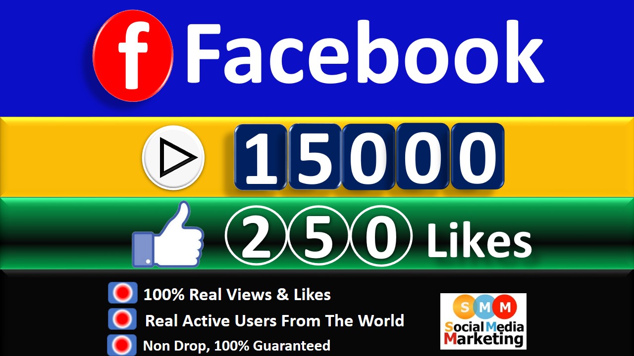 Get Facebook 15,000+ Video & 250+ Likes From HQ Real Active Users  Guaranteed