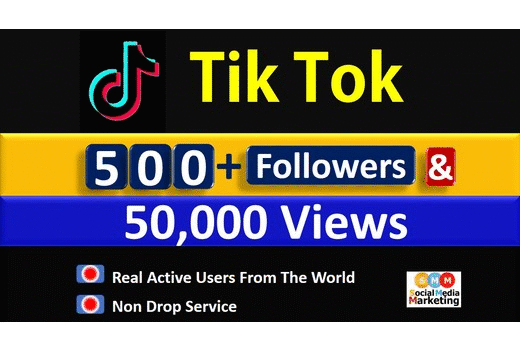 Get 500+ Tik Tok Followers & 50,000 Video Views, Real active Quality followers non drop.