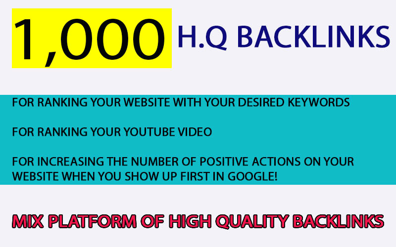 1000+ Mix Platform Of High Quality backlinks for $4