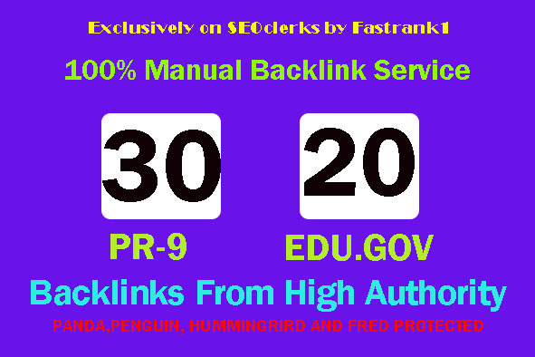 Skyrocket your google ranking high quality top ranker 30 pr9 + 20 edu/gov profile backlink DA 80 + PR9-7