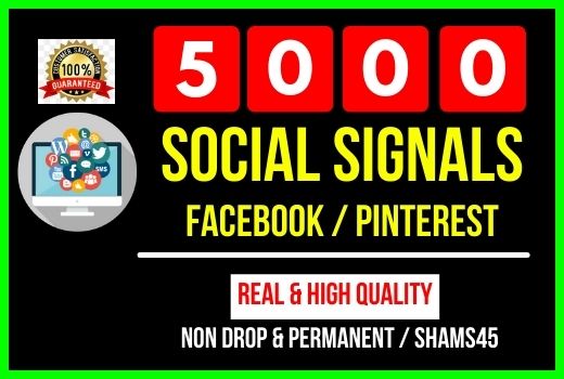 I Will Provide 5000 Social Signals Facebook Twitter Pinterest- all are non drop and Permanent