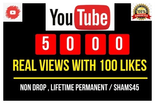 Add 5000+ YouTube Views with 100 likes, Real and high Retention, Non-drop and Permanent