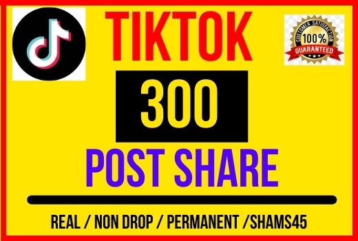 I will give 300 + TikTok Video post Share, Instant start , Non drop and Lifetime permanent
