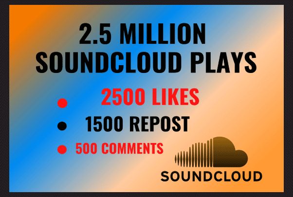 2.5 MILLION SOUNDCLOUD PLAYS 2500 LIKES,1500 REPOST, AND 500 COMMENTS
