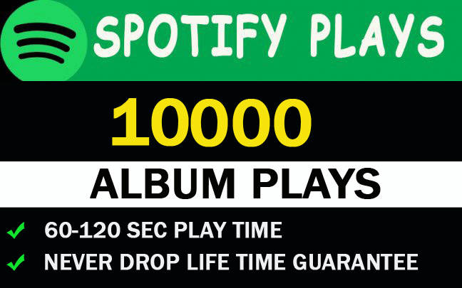 10,000 Spotify Album Plays Never drop Lifetime guaranteed