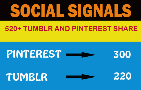 300 Pinterest and 220 Tumblr+ share. Real SEO Social Signals from top 2 sites