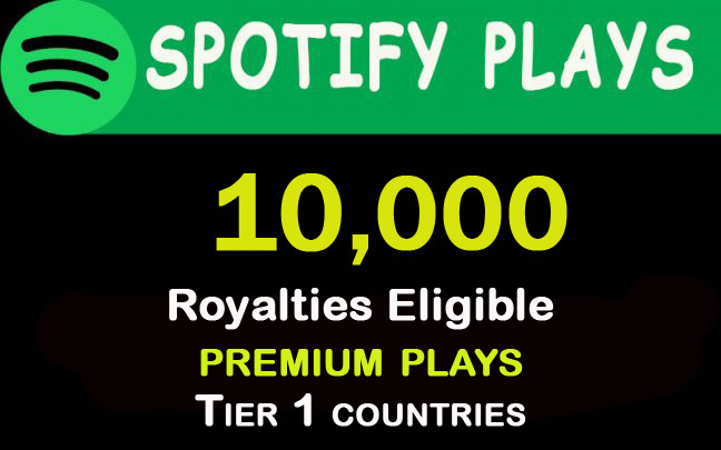 10,000+ HQ Spotify  plays from TIER 1 countries. USA/CA/EU/AU/NZ/UK