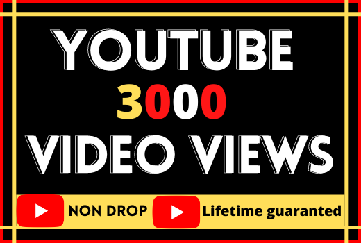 3000 + youtube video views.non-drop, organic best quality and life time guarantee