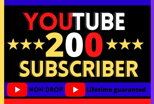 I Will Do Super Fast YouTube 200 Subscribers. Best Quality, Non-Drop, Organic, 100% Real And Life Time Guarantee