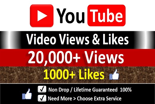 Instant 20,000+ YouTube Video Views + 1000+ Likes to REAL Viewers, Non-Drop / incase Life Time Refill Guarantee