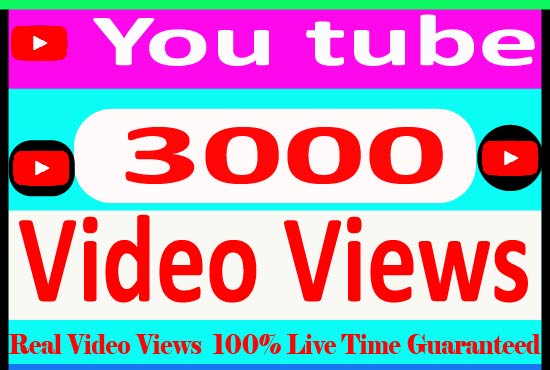 I Will Provide 3000+ YouTube video views Non Drop And 100% Live Time Guaranteed
