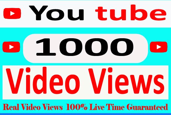 I Will Provide your 1000+ YouTube video views Non Drop 100% Live time Guaranteed