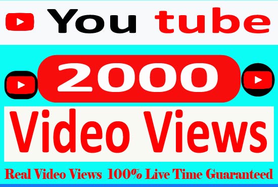 I will Provide 2000+ YouTube video views 100% Non Drop and Live Time Guaranteed