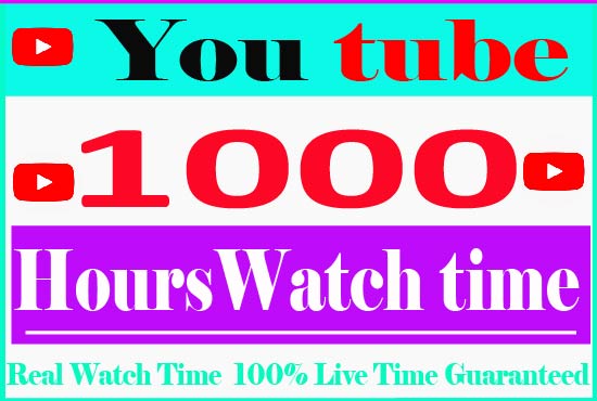 I Need provide 1000+youtube Watch Time Non Drop And 100% Live time Guaranteed