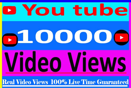 I Need provide your 10000 + youtube video views Non Drop and 100% Live Time Guaranteed