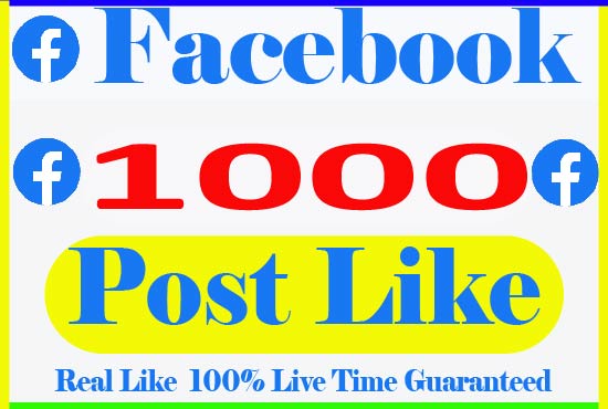 I will provide 1000% Facebook post Like Live time Guaranteed Non Drop