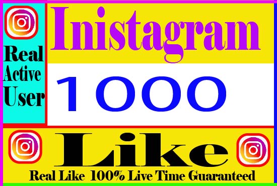 I will Provide 1000+ Instagram Like Real active User Non Drop And Live Time Guaranteed