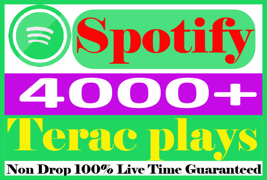 I will submit your 4000+ spotify track plays Organic Non Drop And Live Time Guaranteed