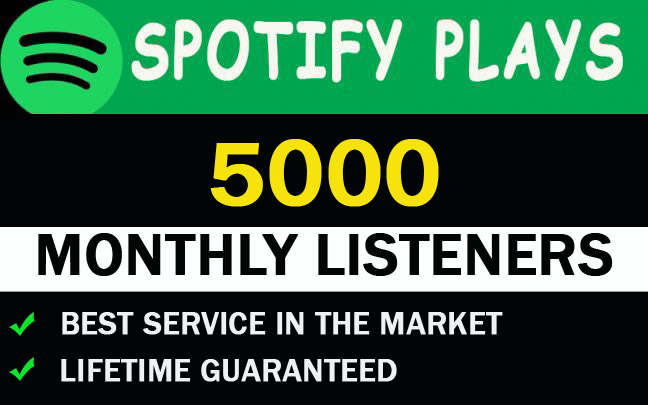 5,000 Spotify Monthly listeners From Usa