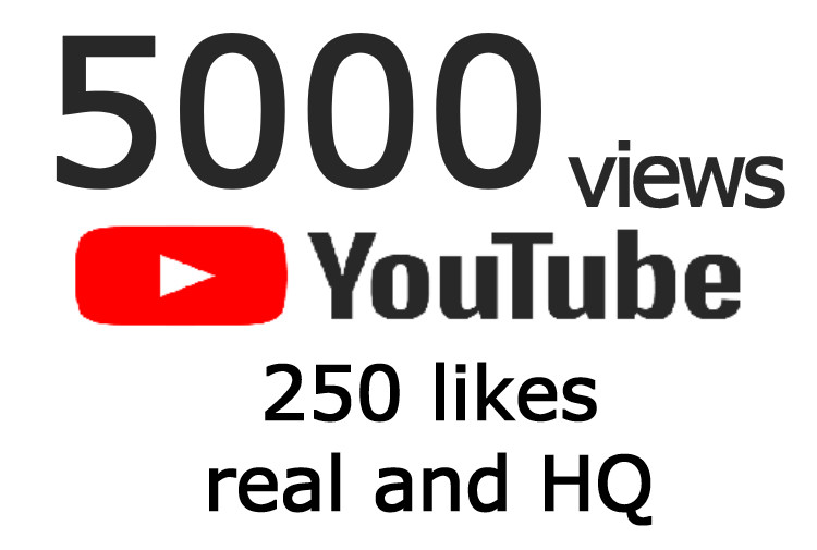 5000 youtube views and 250 Likes real and HQ
