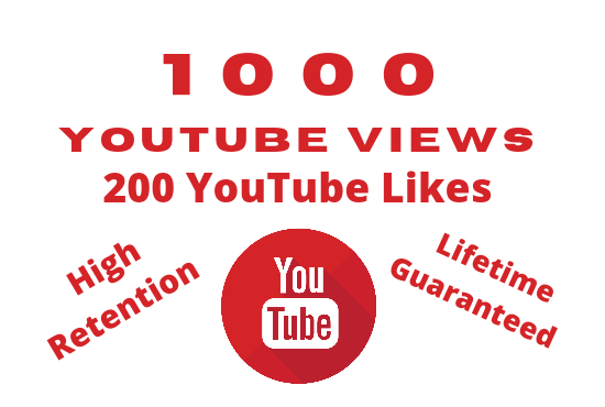 I Will  Give  You 1000 YouTube Views High Retention With 200 YouTube Likes Lifetime Guaranteed
