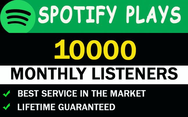 10000 spotify monthly listeners from USA/CA/EU/AU/NZ/UK.
