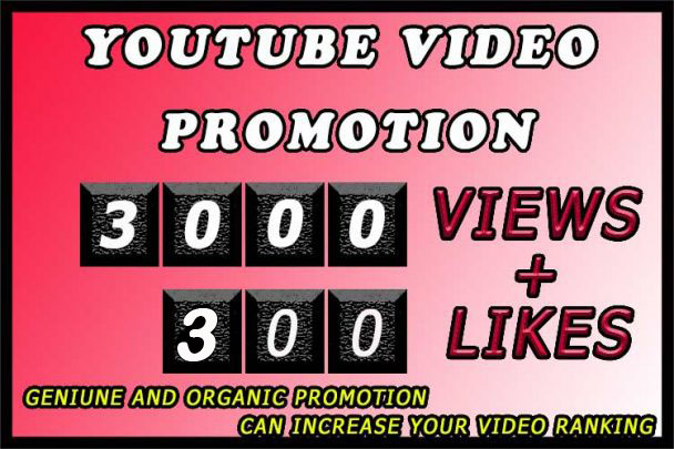 3000 Youtube Video Views with free 300 likes