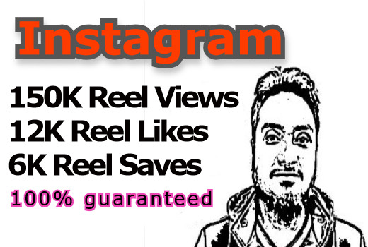 150,000 Instagram Reel Views with12,000 Reel Likes And 6000 Reel Saves. Real And Non-Drop