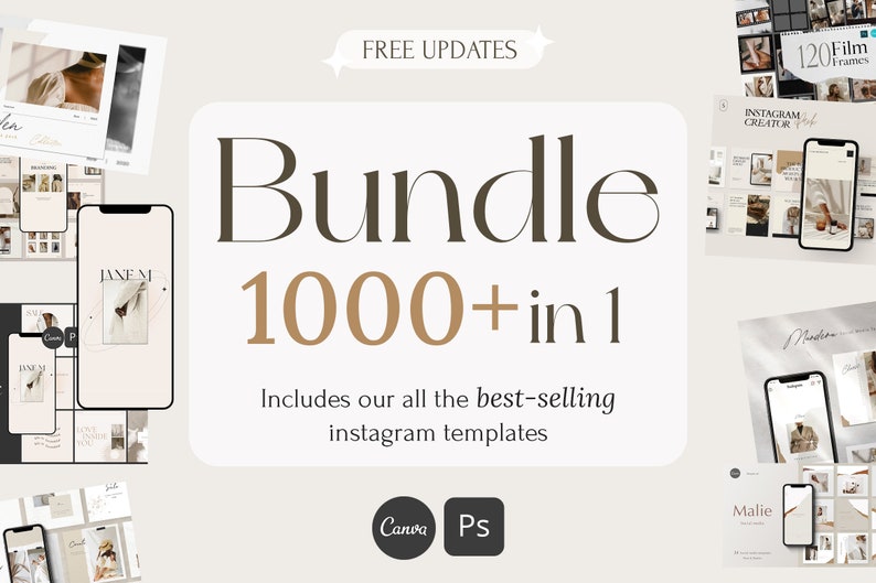 1000 Instagram Templates – Social Media Bundle, Posts, and Stories Presets, Social Media Pack, Blogger Templates, Marketing Templates.