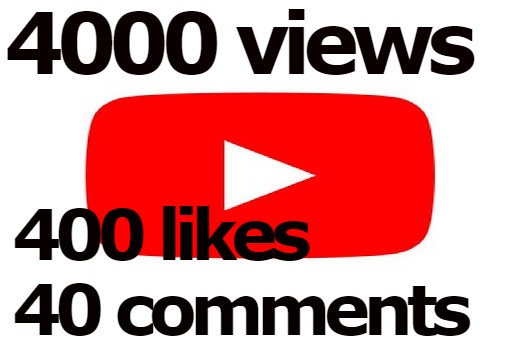 Get 4000 YouTube Views With 400 Likes and 40 Comments, Lifetime guaranteed