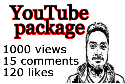 1000 YouTube views with 120 likes and 15 random comments