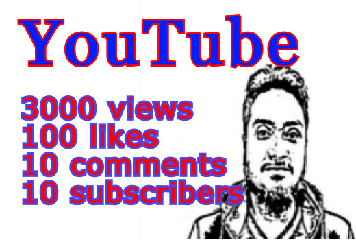3000 YouTube Views With 100 Like, 10 Comment and 10 Subscribers