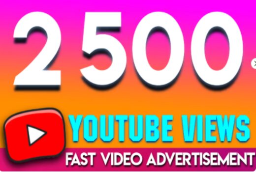 You will get 2500+ Youtube Video Views on YouTube channel + FREE 50+ Likes
