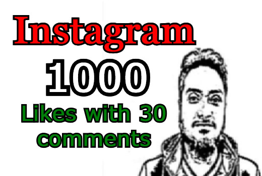 1000 Instagram post likes with 30 comments