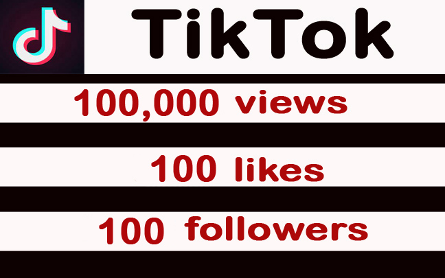 100k Video Views ,100 TikTok Followers,100 Likes for $6