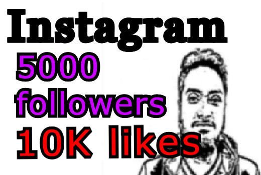 5000 Instagram followers with 10,000 Instagram post Likes