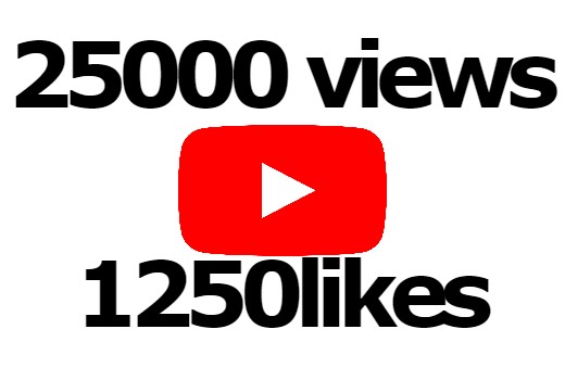 25000 YouTube Video Views with 1250 likes