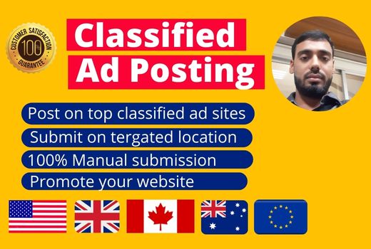 I will post your ads on 40 classified sites by manual