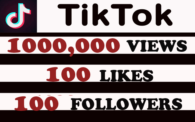 1 Million TikTok Views with 100 likes,100 followers