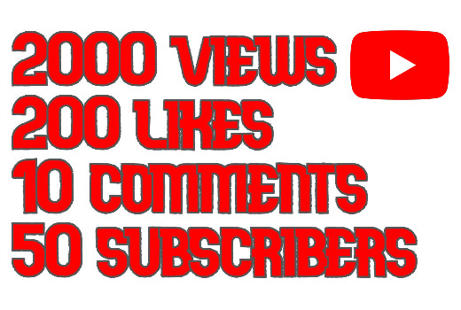 2000 YouTube views with 200 likes 10 comments and 50 subscribers