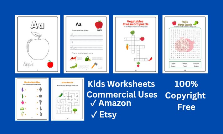 Kids worksheets, Kids activities pages, kids book