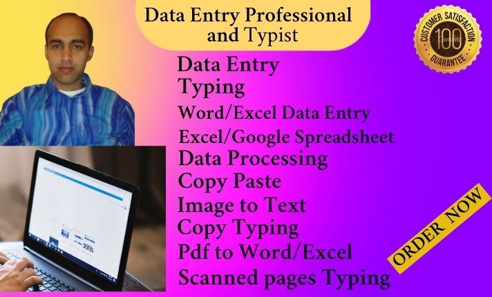 I will be your Professional Data Entry Virtual Assistant & Typist