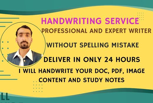 I will handwrite your study notes, doc, articles, PDF and jpg content