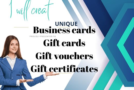 I will design business cards, gift cards, gift vouchers, and gift certificates